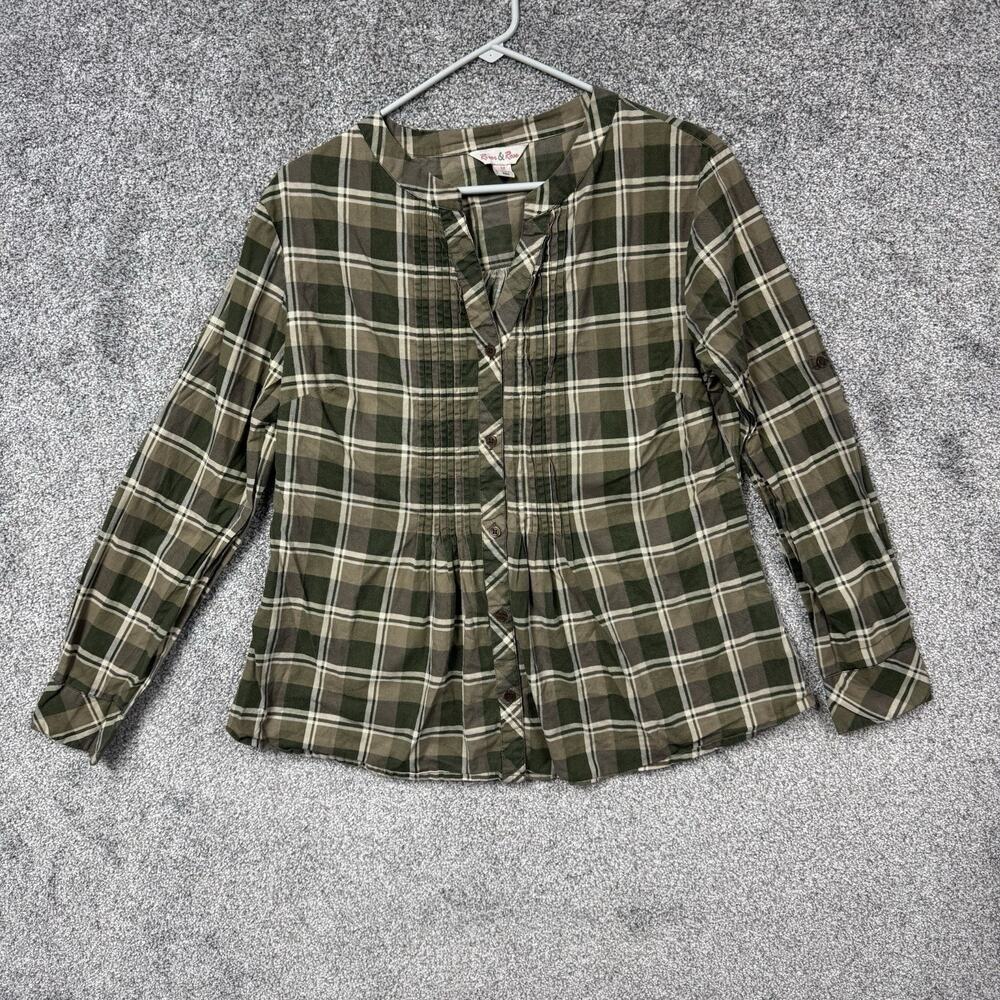 River & Rose Shirt Womens M Plaid Cottagecore Farm Girl Milkmaid Countryside
